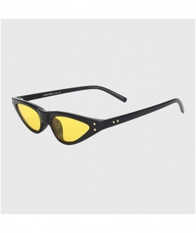 Cat Eye Small Frame Cat Eye Sunglasses for Women Rivet Eyewear UV400 - C5 Black Yellow - C31987AN2DX $21.38