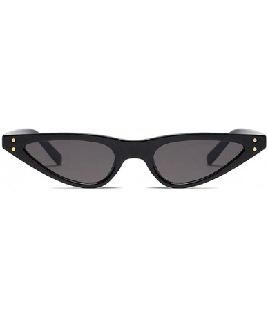 Cat Eye Small Frame Cat Eye Sunglasses for Women Rivet Eyewear UV400 - C5 Black Yellow - C31987AN2DX $21.38