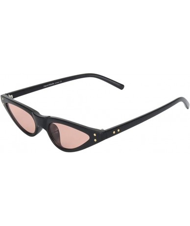 Cat Eye Small Frame Cat Eye Sunglasses for Women Rivet Eyewear UV400 - C5 Black Yellow - C31987AN2DX $21.38