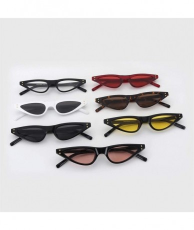 Cat Eye Small Frame Cat Eye Sunglasses for Women Rivet Eyewear UV400 - C5 Black Yellow - C31987AN2DX $21.38