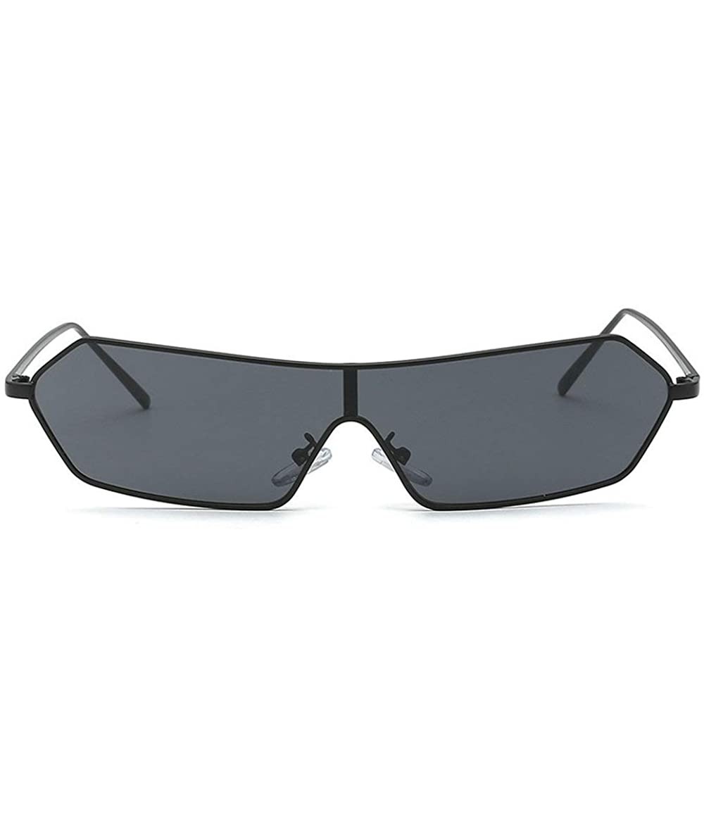 Rectangular Siamese Sunglasses Futuristic Glasses Festival - Black - CA18NCOQIT6 $23.43