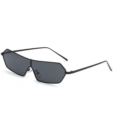 Rectangular Siamese Sunglasses Futuristic Glasses Festival - Black - CA18NCOQIT6 $23.43