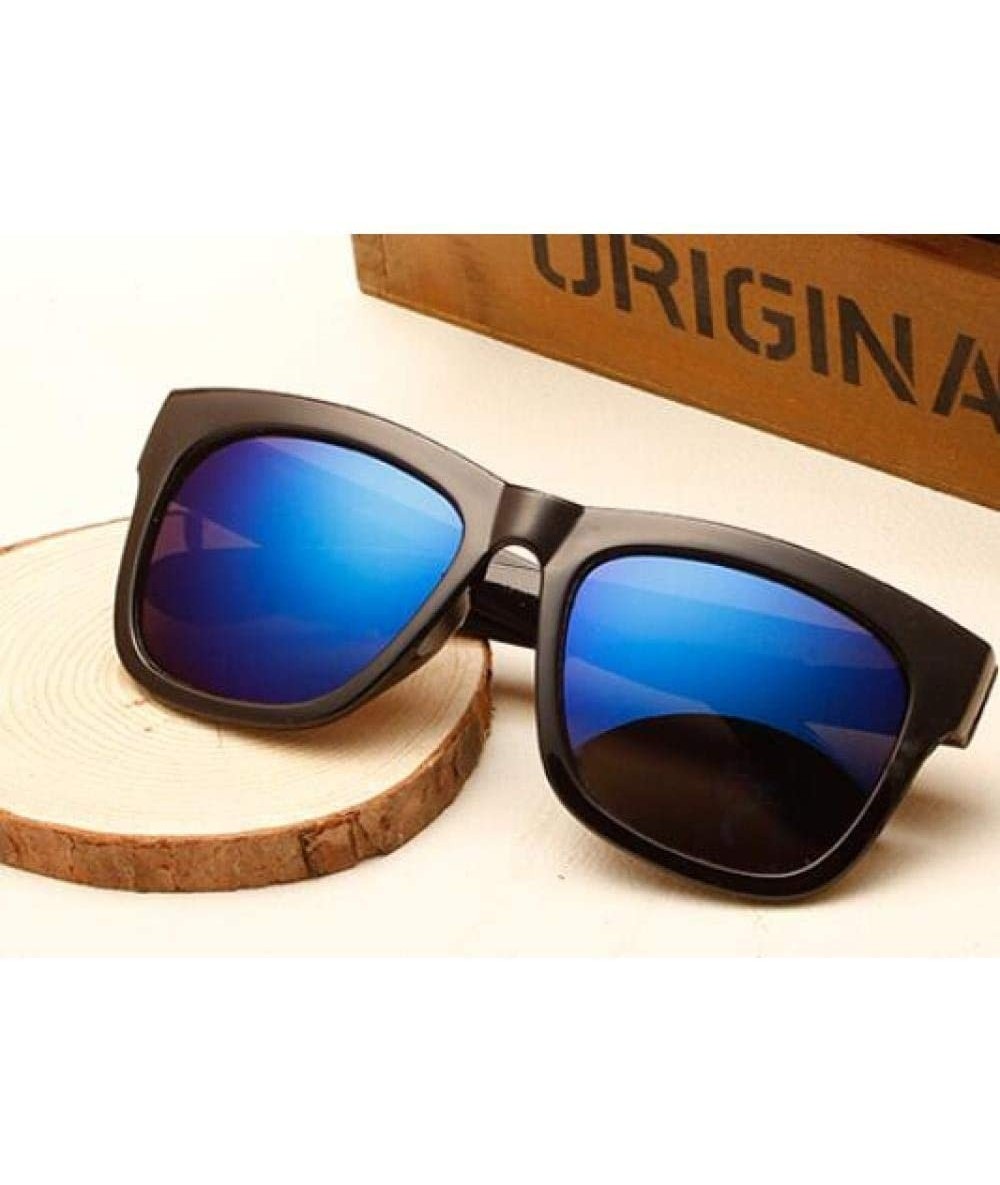 Square Oversized Sunglasses Coating Classic Glasses - Blue - CZ197TXMNM6 $43.79