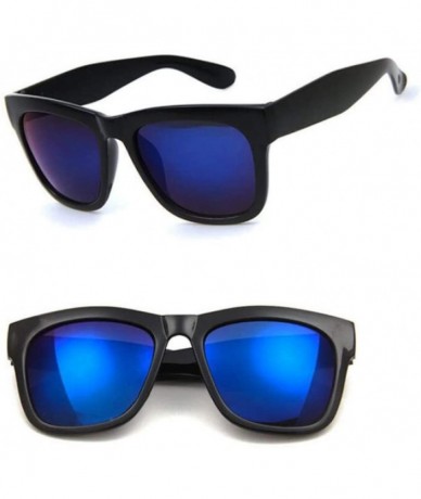 Square Oversized Sunglasses Coating Classic Glasses - Blue - CZ197TXMNM6 $43.79