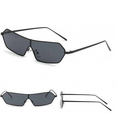 Rectangular Siamese Sunglasses Futuristic Glasses Festival - Black - CA18NCOQIT6 $23.43