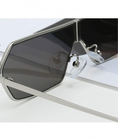 Rectangular Siamese Sunglasses Futuristic Glasses Festival - Black - CA18NCOQIT6 $23.43