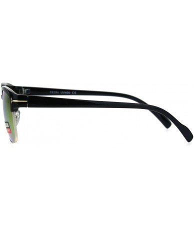 Rectangular Mens Classic Rectangular Half Horn Rim Designer Fashion Mod Sunglasses - Black Orange - C617YS74ML3 $22.05