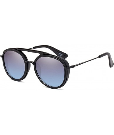 Round 2020 fashion punk sunglasses male spacecraft retro round frame sunglasses sunglasses - Grey Blue - C1199MISRXI $51.84