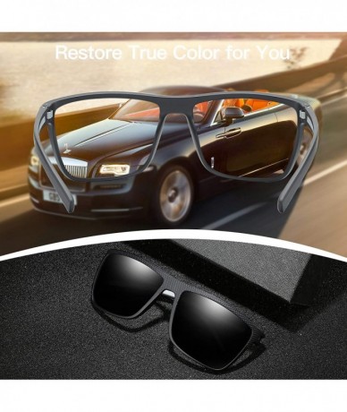 Square Polarized Sunglasses for Men Lightweight TR90 Frame UV400 Protection Square Sun Glasses - CO18GHWDHWG $60.95