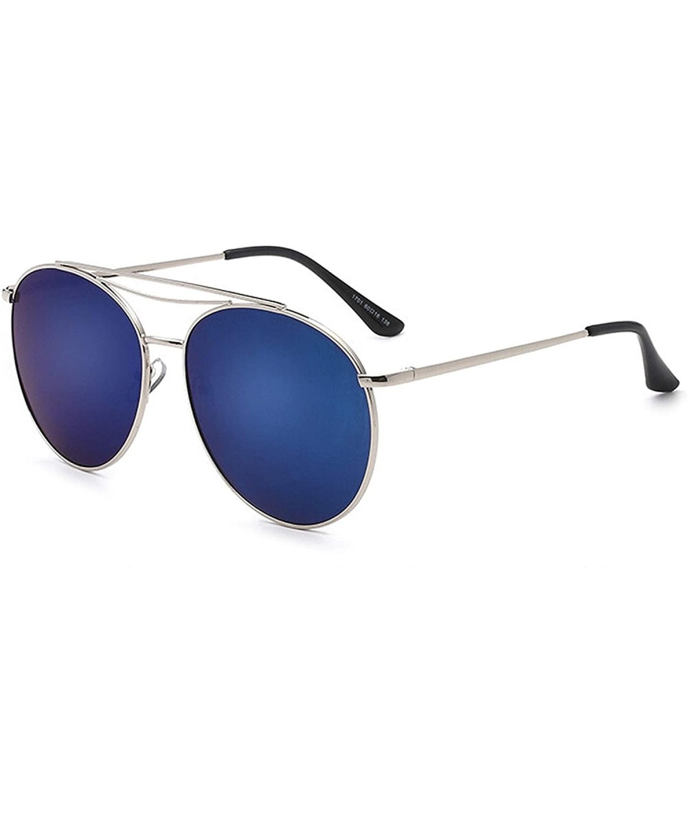 Oversized Polarized Sunglasses Protection Glasses Festival - Silver Blue - CF18TQKCLEQ $30.18