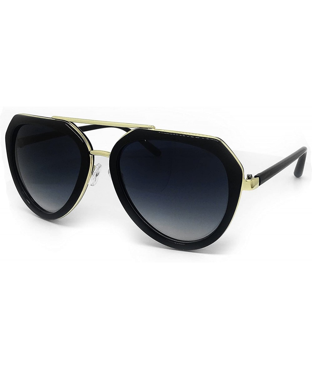 Oversized 6076 Premium Retro Mirror Funky Fashion Revo Flat Top Aviator Sunglasses - Premium - CG1832DHUKU $31.91