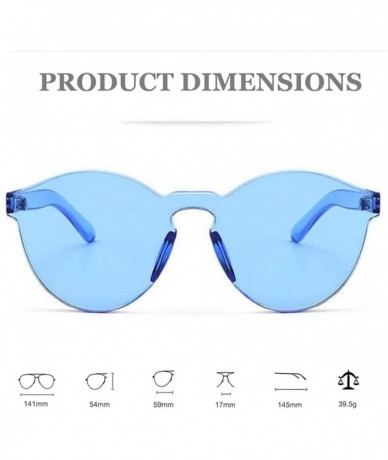 Rimless One Piece Rimless Sunglasses Colorful Transparent Round Oversized Retro Glasses - Blue - CU18D2YXM90 $18.23