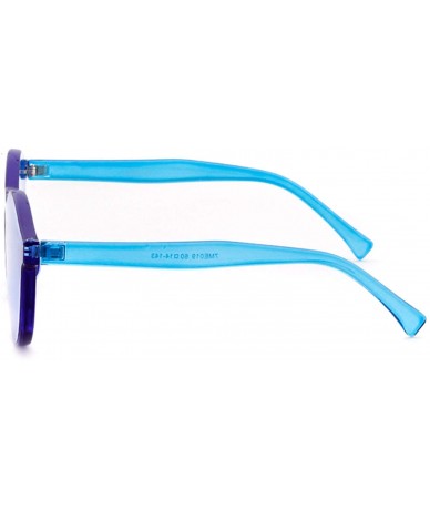 Rimless One Piece Rimless Sunglasses Colorful Transparent Round Oversized Retro Glasses - Blue - CU18D2YXM90 $18.23