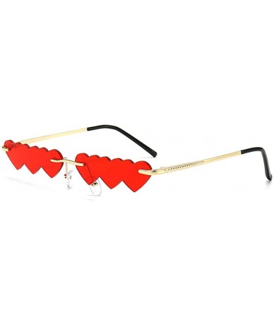 Rimless Small Rimless Punk Sunglasses Women Luxury Fashion Heart Unique - Red - CV199AYE8X0 $24.13