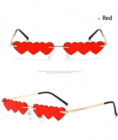 Rimless Small Rimless Punk Sunglasses Women Luxury Fashion Heart Unique - Red - CV199AYE8X0 $24.13