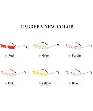 Rimless Small Rimless Punk Sunglasses Women Luxury Fashion Heart Unique - Red - CV199AYE8X0 $24.13