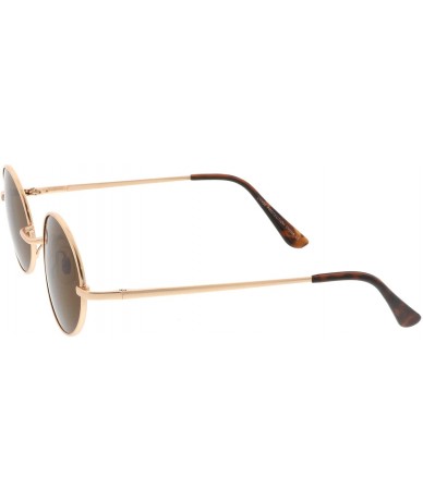 Oval Classic Lightweight Slim Arms Neutral Colored Flat Lens Oval Sunglasses 50mm - Gold / Brown - C517YR45A98 $19.57