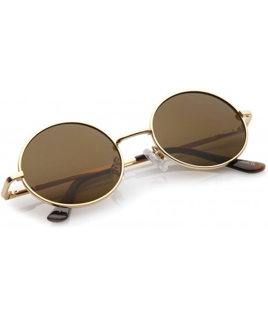 Oval Classic Lightweight Slim Arms Neutral Colored Flat Lens Oval Sunglasses 50mm - Gold / Brown - C517YR45A98 $19.57