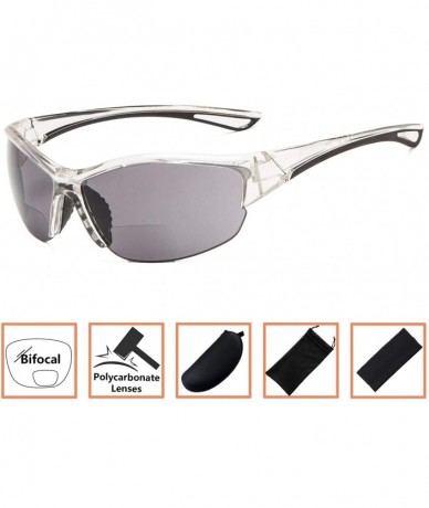 Sport Sports Bifocal Sunglasses Half-Frame UV 400 Protection Reading Sunglasses - Clear-grey-lens - C218NI2X444 $19.02