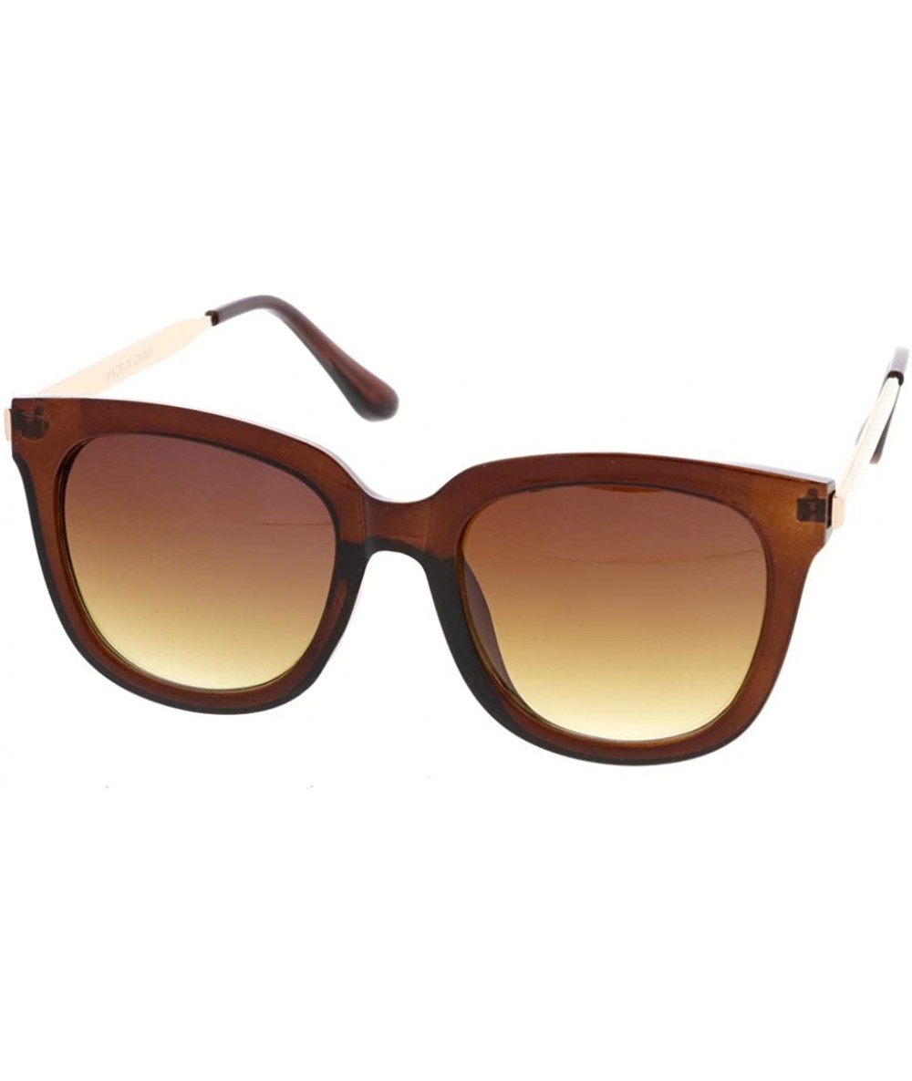 Wayfarer Retro Fashion Horn Rimmed Metal Temple Women Sunglasses Model S60W3203 - CE182GAHOY3 $18.81