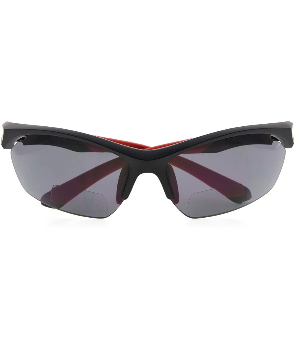 Rimless Retro Mens Womens Sports Half-Rimless Bifocal Sunglasses - Black Frame/Red Arm - CI189AIOE46 $41.04