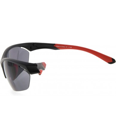 Rimless Retro Mens Womens Sports Half-Rimless Bifocal Sunglasses - Black Frame/Red Arm - CI189AIOE46 $41.04