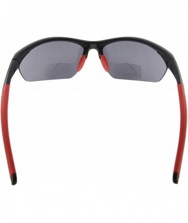 Rimless Retro Mens Womens Sports Half-Rimless Bifocal Sunglasses - Black Frame/Red Arm - CI189AIOE46 $41.04