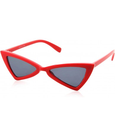 Cat Eye Womens Retro 90s Slim Triangle Cat Eye Sunglasses - Red - CJ18M5CE09U $18.41