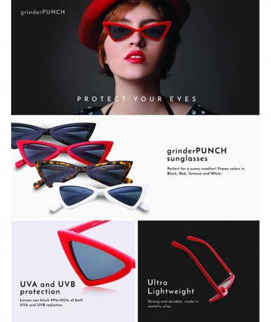 Cat Eye Womens Retro 90s Slim Triangle Cat Eye Sunglasses - Red - CJ18M5CE09U $18.41