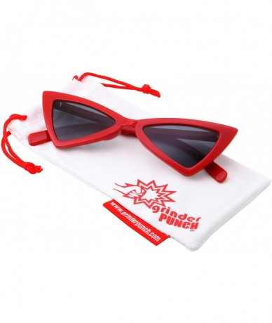 Cat Eye Womens Retro 90s Slim Triangle Cat Eye Sunglasses - Red - CJ18M5CE09U $18.41