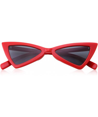 Cat Eye Womens Retro 90s Slim Triangle Cat Eye Sunglasses - Red - CJ18M5CE09U $18.41