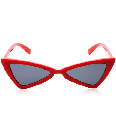 Cat Eye Womens Retro 90s Slim Triangle Cat Eye Sunglasses - Red - CJ18M5CE09U $18.41