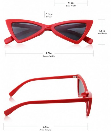 Cat Eye Womens Retro 90s Slim Triangle Cat Eye Sunglasses - Red - CJ18M5CE09U $18.41