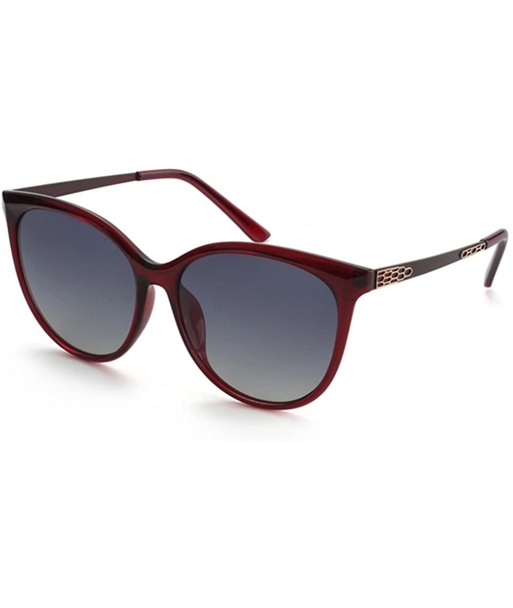 Cat Eye Vintage Cat Eye Sunglasses for Women - Polarized Mirror Lens Designer - Red Frame Gradient Gray - CJ18000DEQ2 $47.39