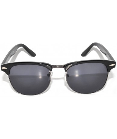 Semi-rimless Classic Half Frame Horned Rim Sunglasses Colorful Lens Retro Stylish - Black-gun Smoke - C611NO0YRZT $17.12