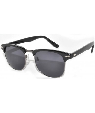 Semi-rimless Classic Half Frame Horned Rim Sunglasses Colorful Lens Retro Stylish - Black-gun Smoke - C611NO0YRZT $17.12