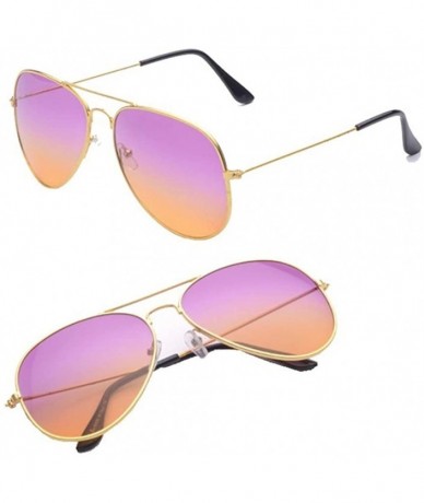 Wrap Classic Aviator Flat Lens Sunglasses For Women And Men Metal Frame - Gold Frame/Rose Orange Lens - CT18R8WO488 $15.25