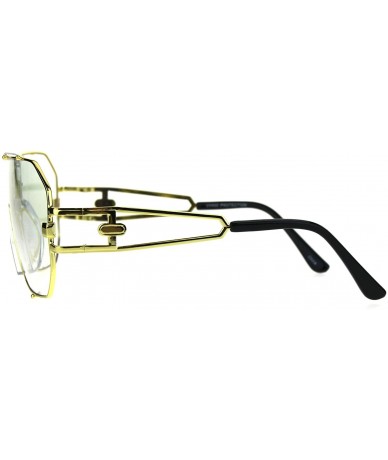 Oversized Mens Oversize Shield Squared Pilots Robotic Clear Lens Eye Glasses - Gold - CH18729IWDG $24.18