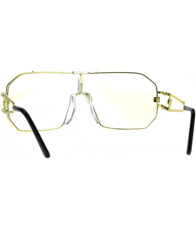 Oversized Mens Oversize Shield Squared Pilots Robotic Clear Lens Eye Glasses - Gold - CH18729IWDG $24.18