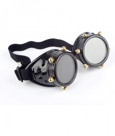 Round Rave Festival Kaleidoscope Cosplay Black Lens Steampunk Goggles Glasses - Black(screw) - CE18T48CWS5 $18.29