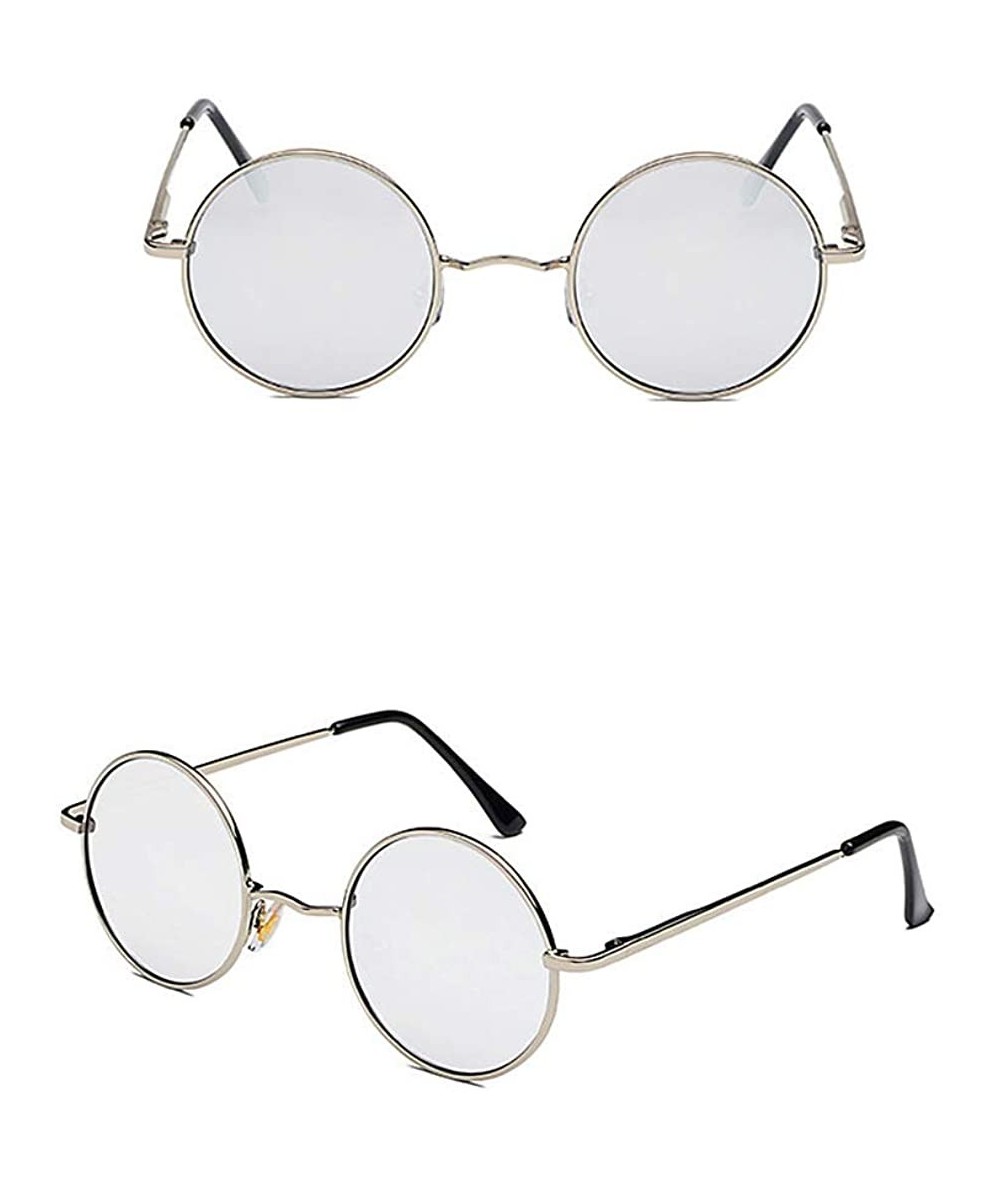 Round Hippie Sunglasses WITH CASE Retro Classic Circle Lens Round Sunglasses Steampunk Colored - CJ192ONWAR2 $23.02