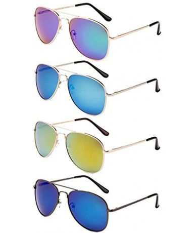 Aviator Polarized Sunglasses Classic Aviator Flash Full Mirror Lens Spring Hinge UV Protection - 4 Pack Flash - CB1855XQKDI $...