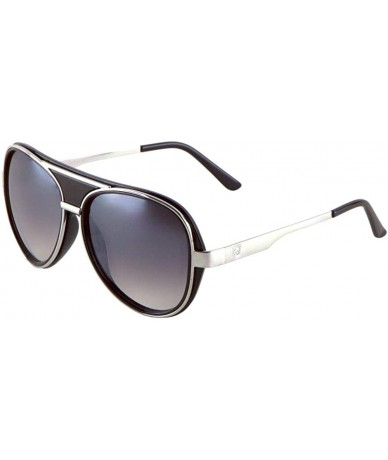 Aviator Double Thick Plastic Metal Rim Round Aviator Sunglasses - Smoke Silver - C9190OK83KL $27.69