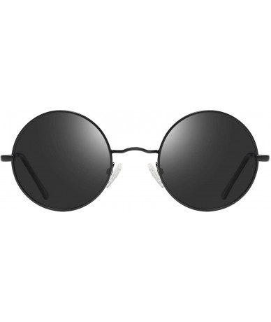 Sport John Lennon Vintage Round Polarized Hippie Sunglasses Small Circle Sun Glasses 8037 - Black - CW1936NEHIM $17.16