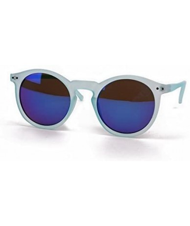 Round Retro Fashion Round Frame Sunglasses P2122 (Blue-Blue Mirror Lens) - CP11P47XNT1 $19.97