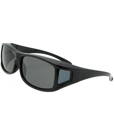 Rectangular Polarized Fit Over Sunglasses Worn Over Prescription Glasses F11 - Black-med Dark Gray Lens - CF187OEYMCU $31.52