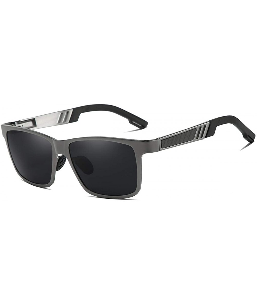 Rectangular Polarized Aluminum Sunglasses For Men Women Unisex Vintage Sun Glasses p10030 - Grey - C318WSW3ZY7 $29.63