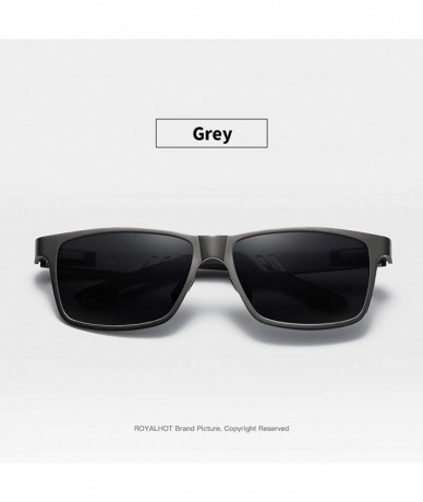 Rectangular Polarized Aluminum Sunglasses For Men Women Unisex Vintage Sun Glasses p10030 - Grey - C318WSW3ZY7 $29.63