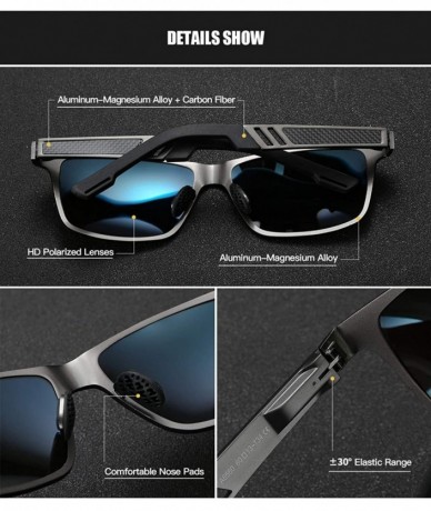 Rectangular Polarized Aluminum Sunglasses For Men Women Unisex Vintage Sun Glasses p10030 - Grey - C318WSW3ZY7 $29.63