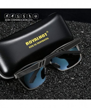 Rectangular Polarized Aluminum Sunglasses For Men Women Unisex Vintage Sun Glasses p10030 - Grey - C318WSW3ZY7 $29.63